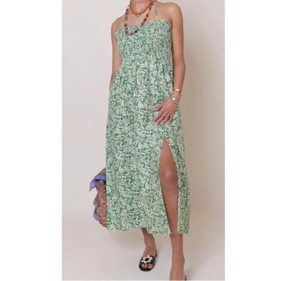 slim fit dress slacks Alaina Chiffon Maxi Dress in Multi Cara Floral Leopard Brown main image 1